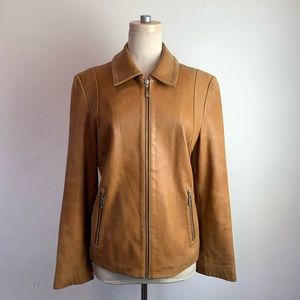 VTG Caramel Leather Blazer-Style Leather Jacket